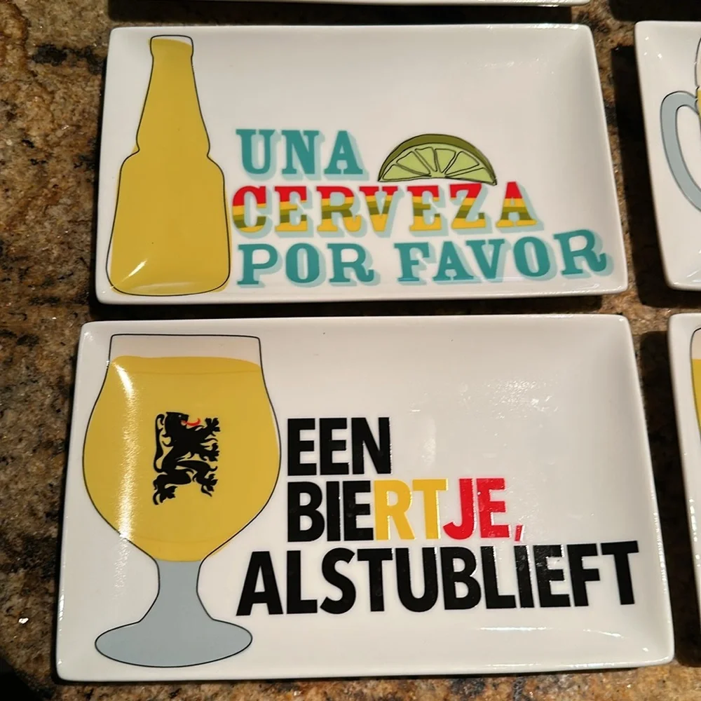 Crate and Barrel Around the World Beer Cocktail Plates - Set of 6